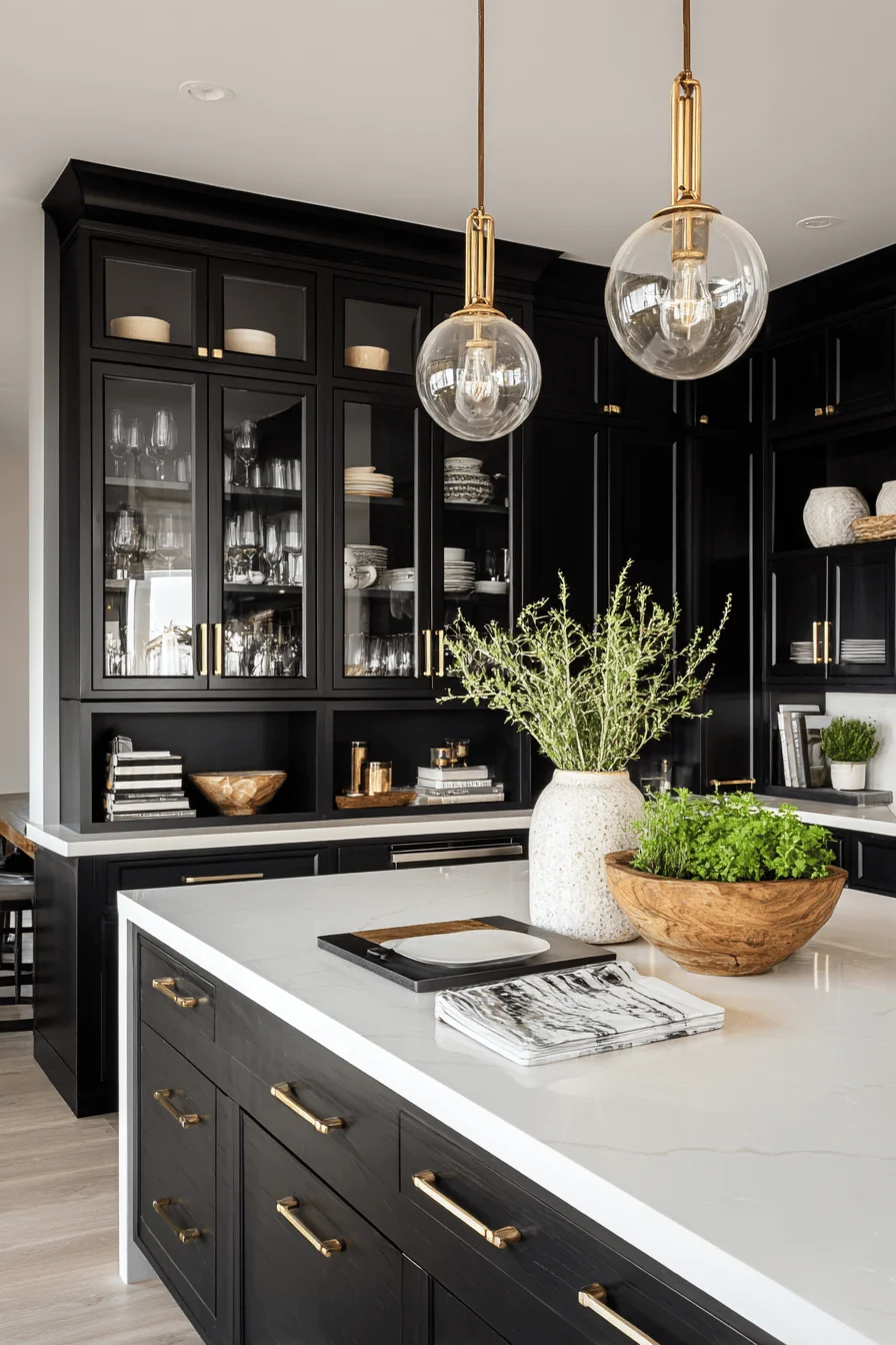 black kitchen cabinets white countertops inspiration displaying matte black finishes contrasting with pristine white counters