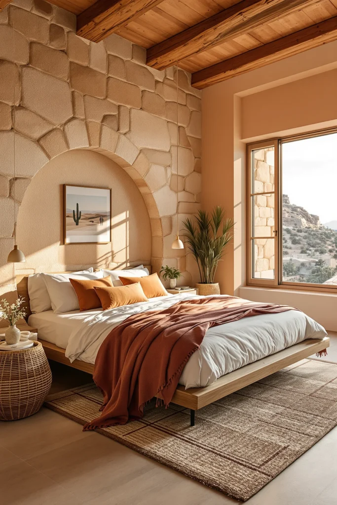 desert bedroom inspiration displaying southwestern decor with geometric patterns and natural materials
