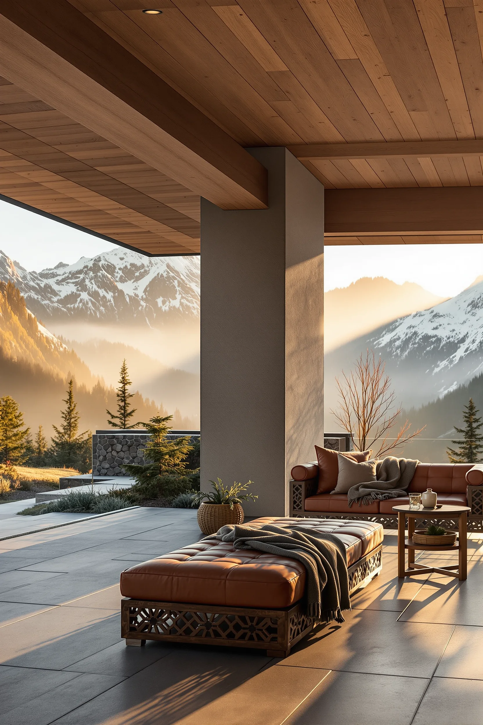 mountain cabin exterior aesthetics highlighting european alps style architecture with dramatic shadow play