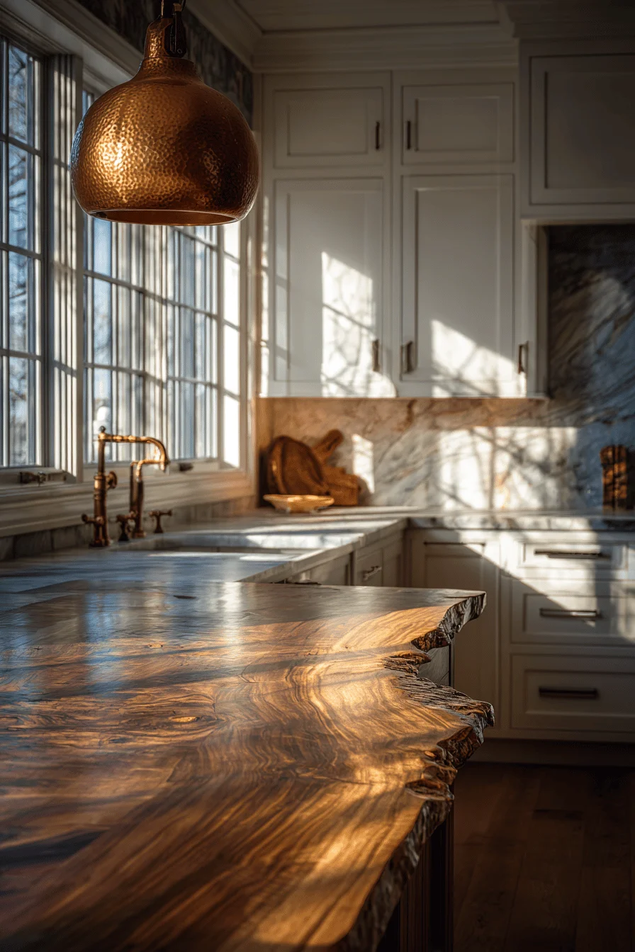 mountain home kitchen aesthetics highlighting natural materials professional lighting and cozy alpine retreat atmosphere