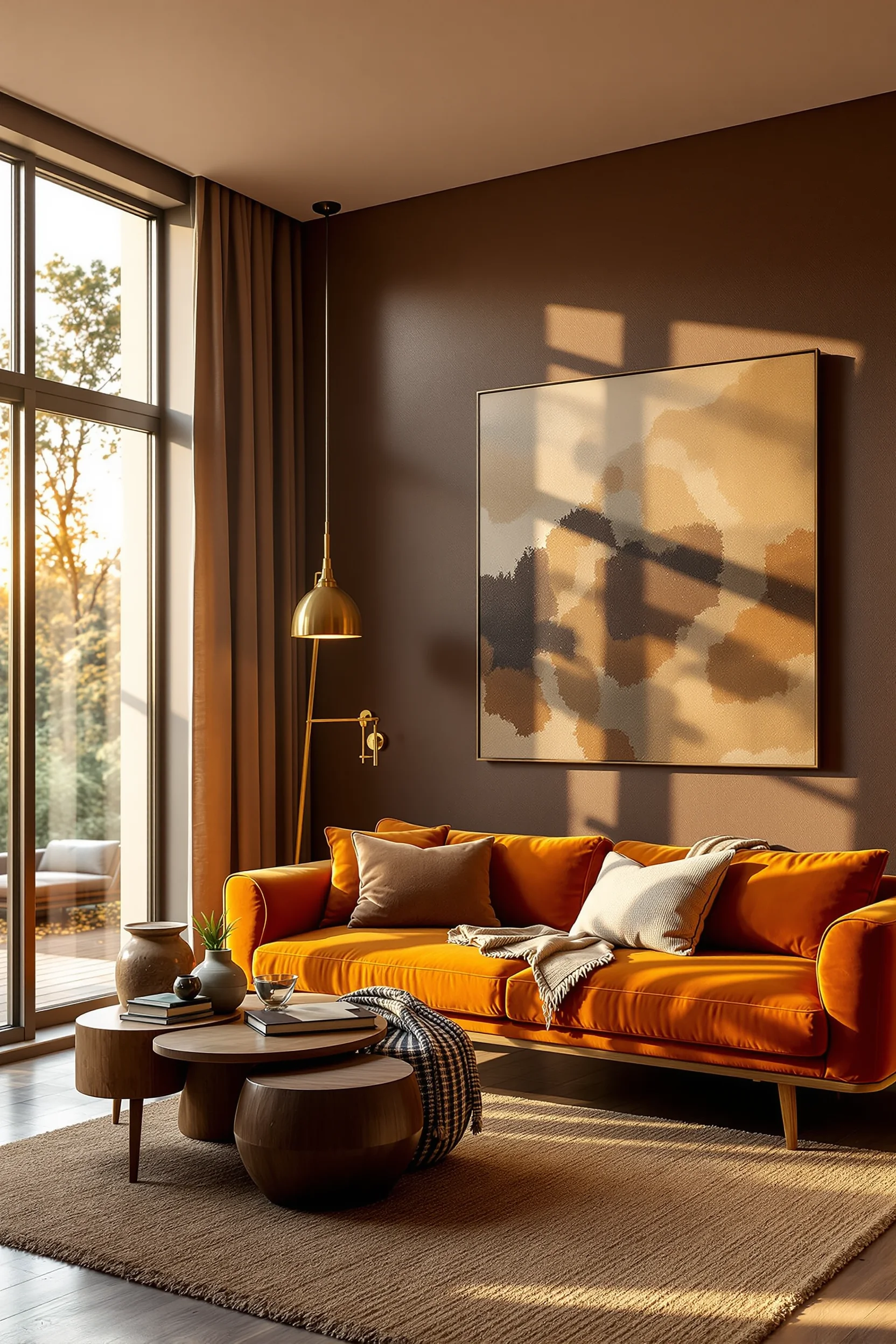 studio apartment vintage aesthetics highlighting wool rugs dramatic lighting and professional interior photography