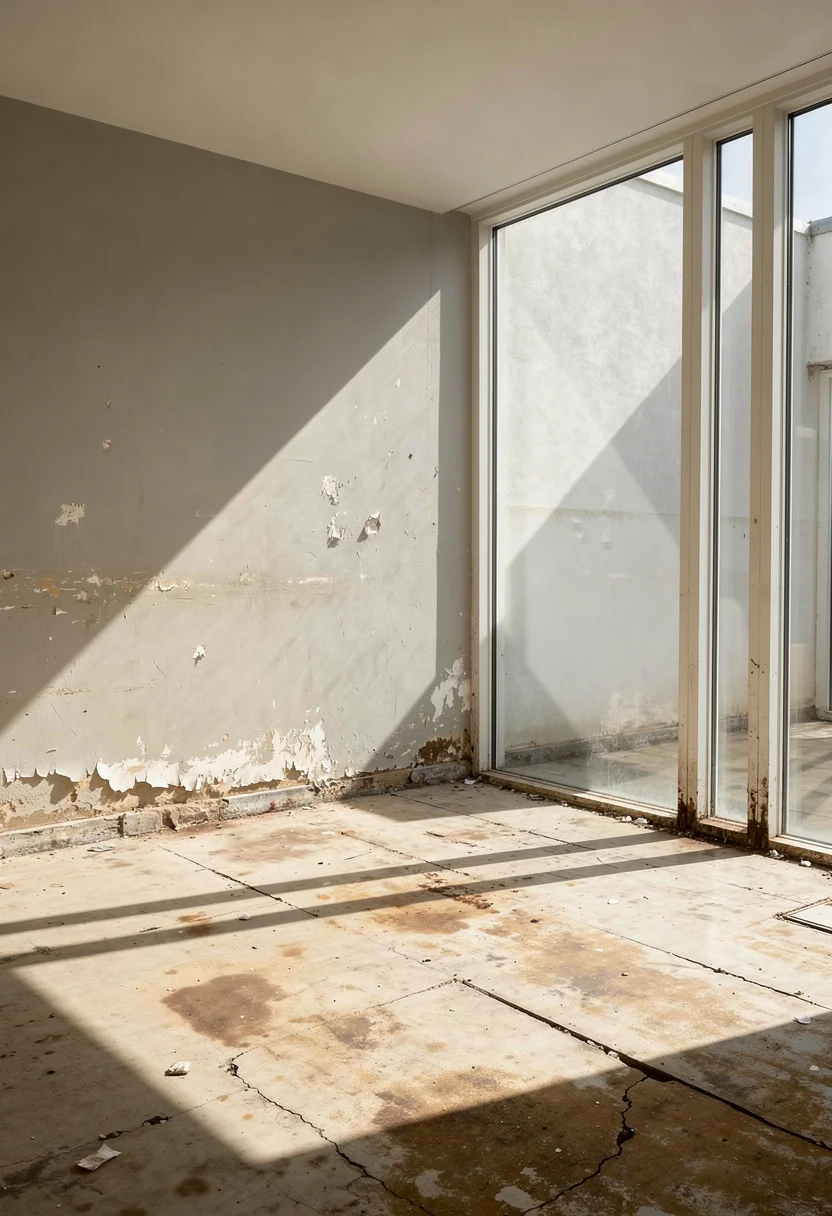 How to design a modern living room featuring tan low-profile sofa with black mesh coffee table and chrome floor lamp empty room