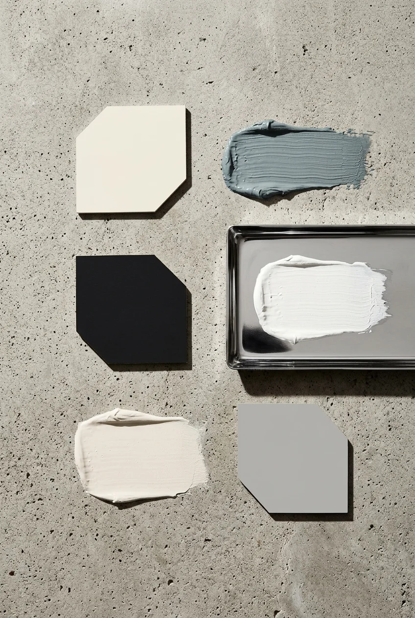 How to design a modern living room color palette with cream white and cool gray paint samples