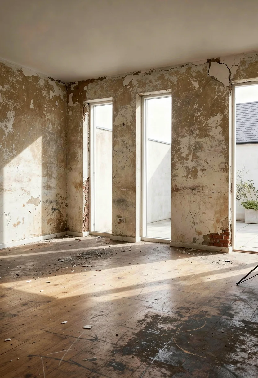 How to design a modern living room featuring tan modular corner sofa with taupe walls and black metal accents empty room