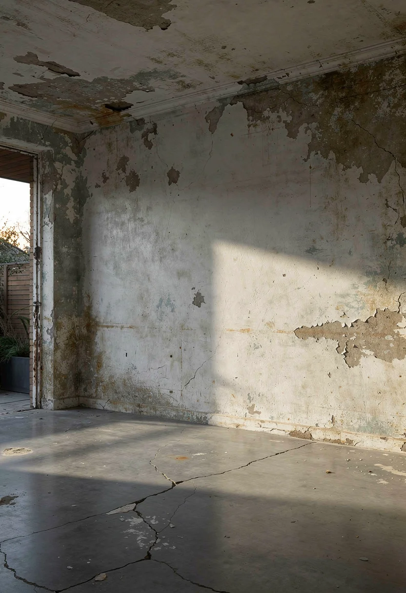 Modern living room lighting featuring tan leather sofa with black arc floor lamp and globe table lamp empty room