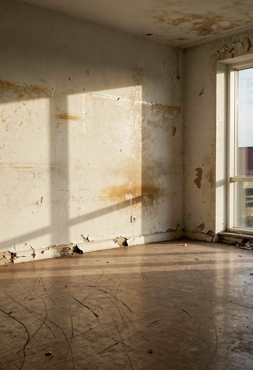 How to design a modern living room featuring oak-and-black media console with birch wall sconces empty room