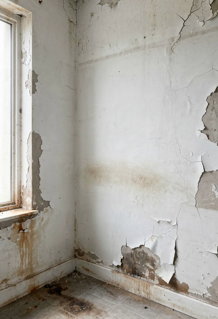 Modern small bathroom featuring black framed rectangular mirror with chrome vanity light and grey ceramic vases empty room