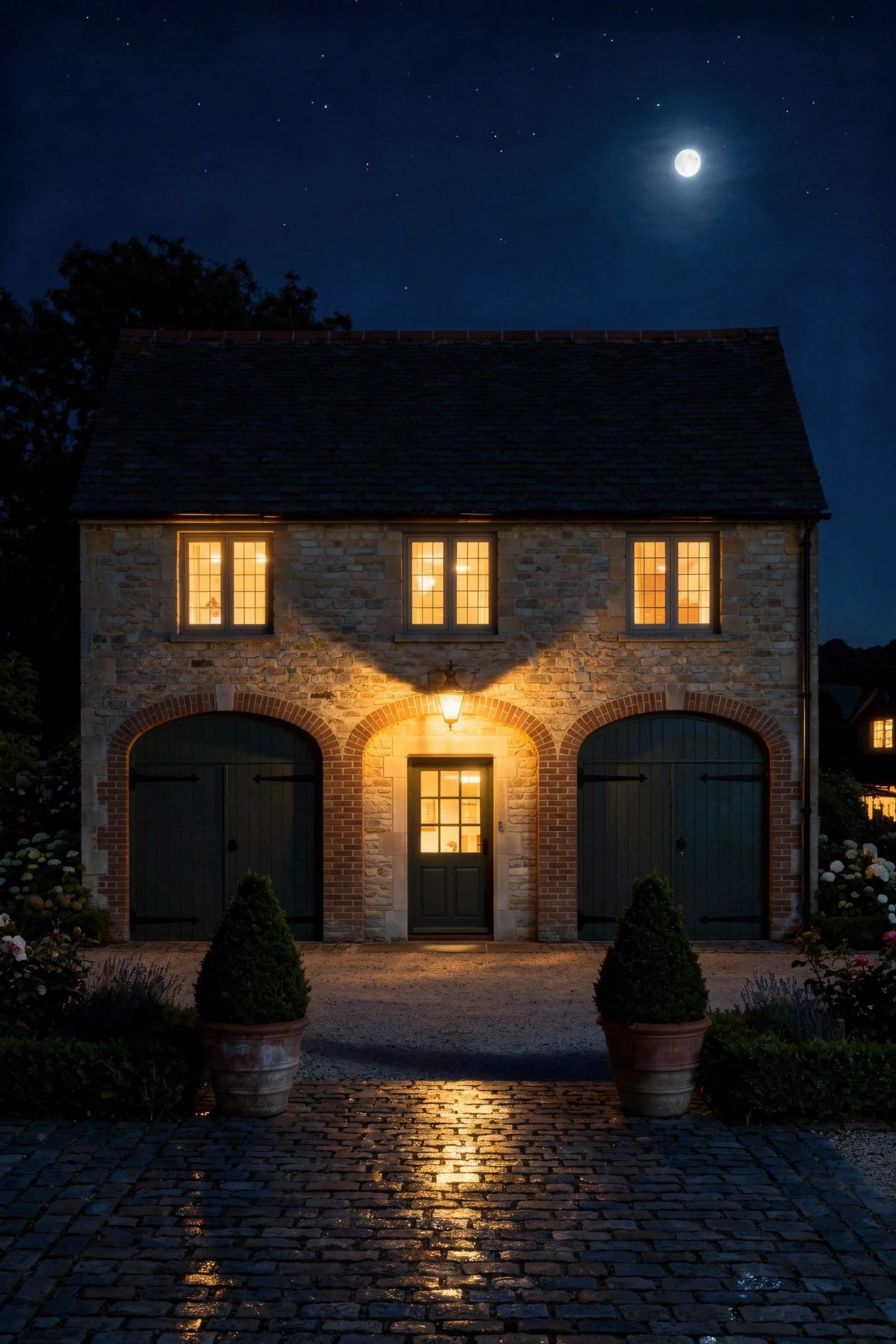 English Country House Exterior english country gravel drive design scene evening mood