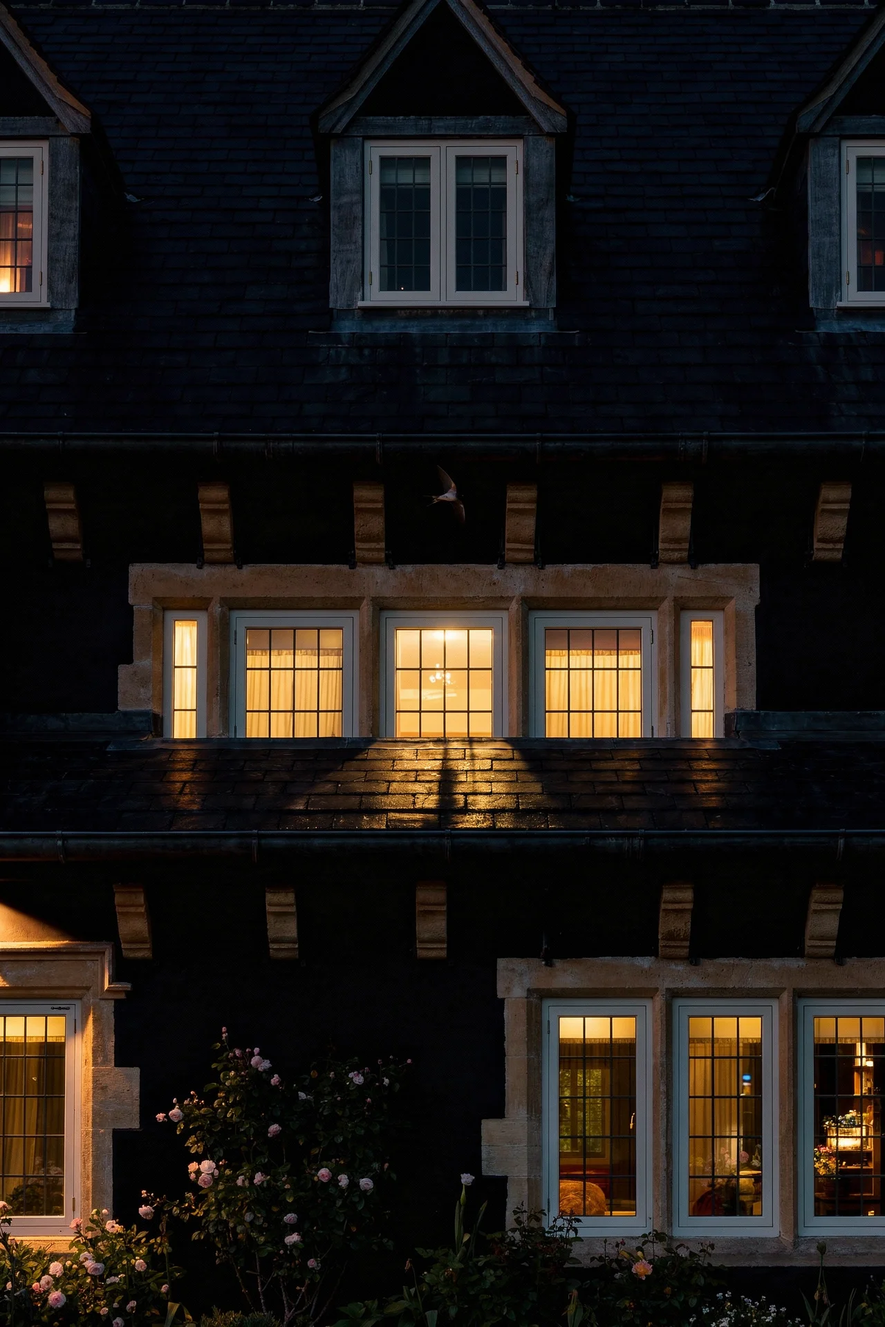 English Country House Exterior english country rainwater goods design scene evening mood