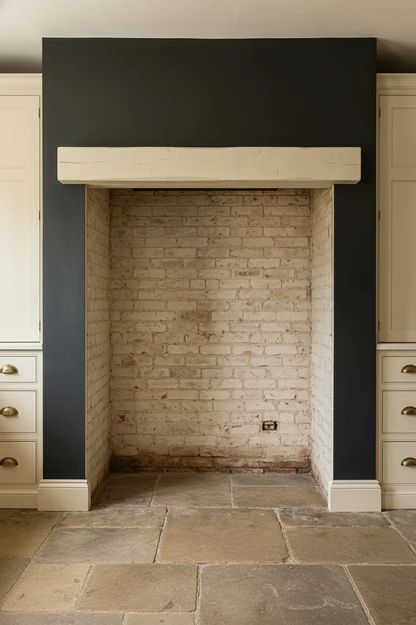 English Country Kitchen aga range cooker alcove design scene empty room