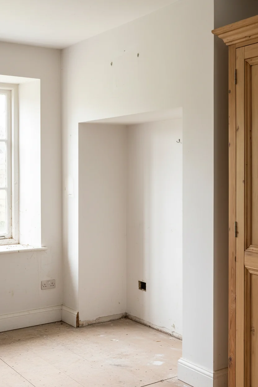 English Country Kitchen aga range cooker alcove design scene empty room