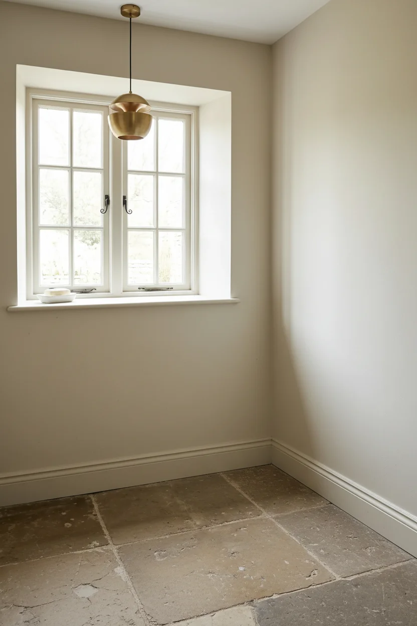 English Country Kitchen butler sink soapstone worktop design scene empty room