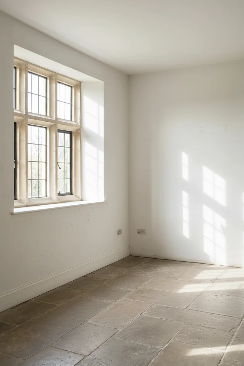 English Country Kitchen zellige tile backsplash kitchen design scene empty room