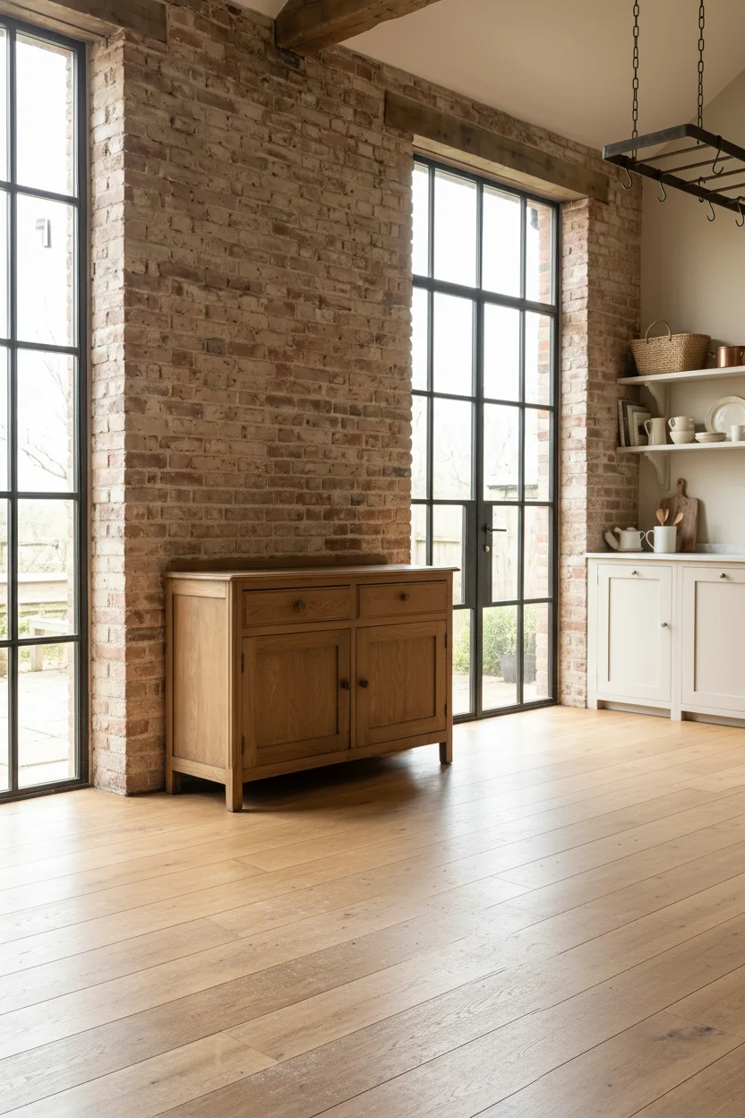 English Country Kitchen zellige tile backsplash kitchen design scene empty room