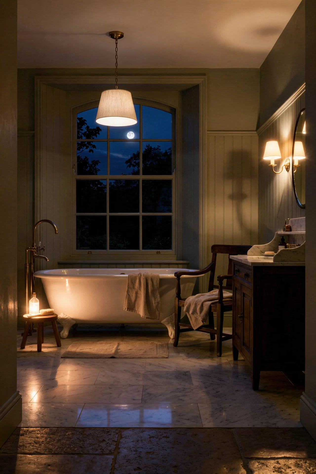 English Country Bathroom english country bathroom design scene evening mood