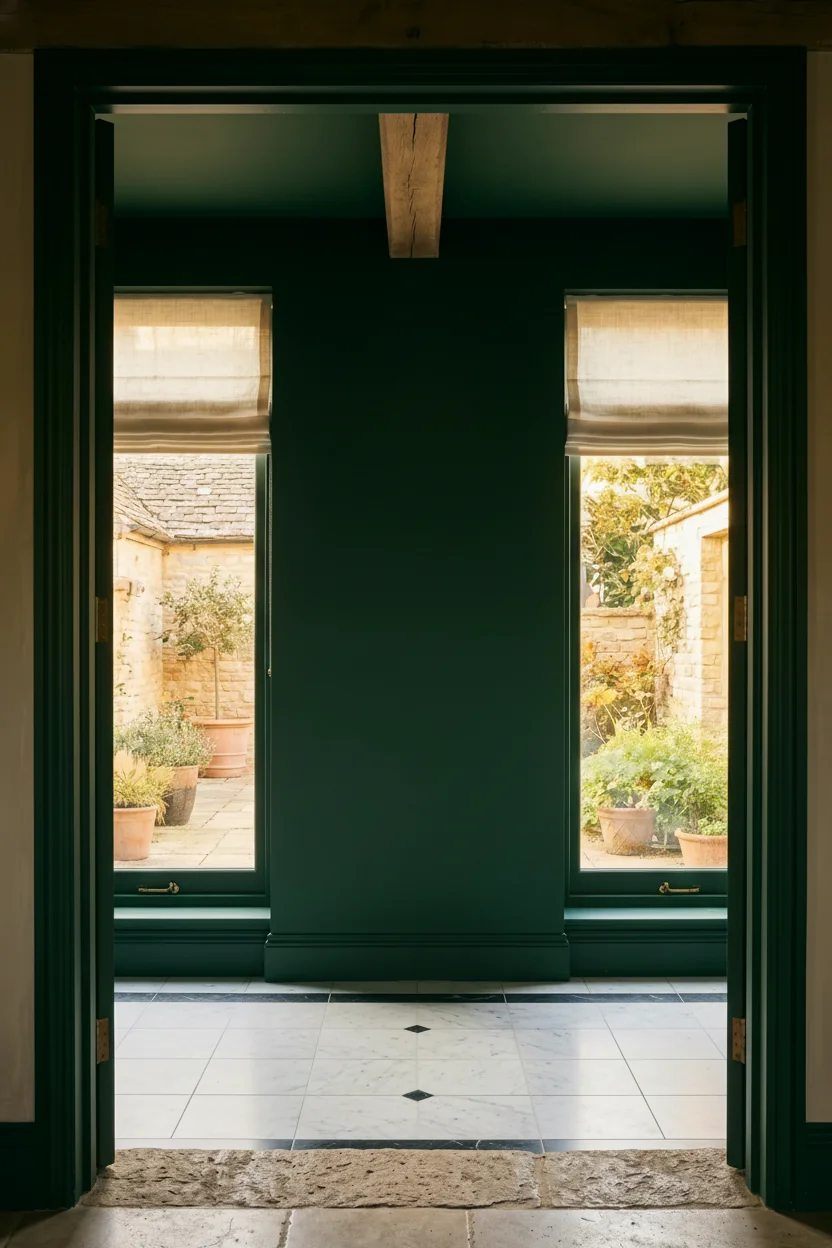 English Country Bathroom color drenching bathroom design scene empty room