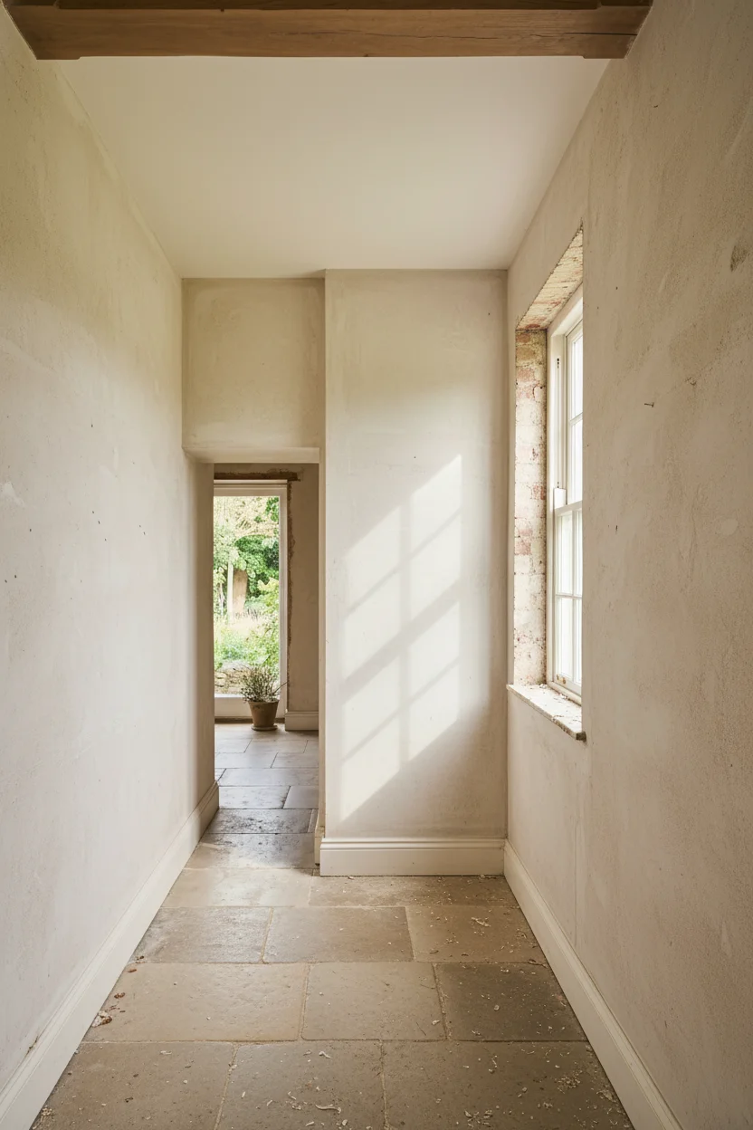 English Country Bathroom color drenching bathroom design scene empty room