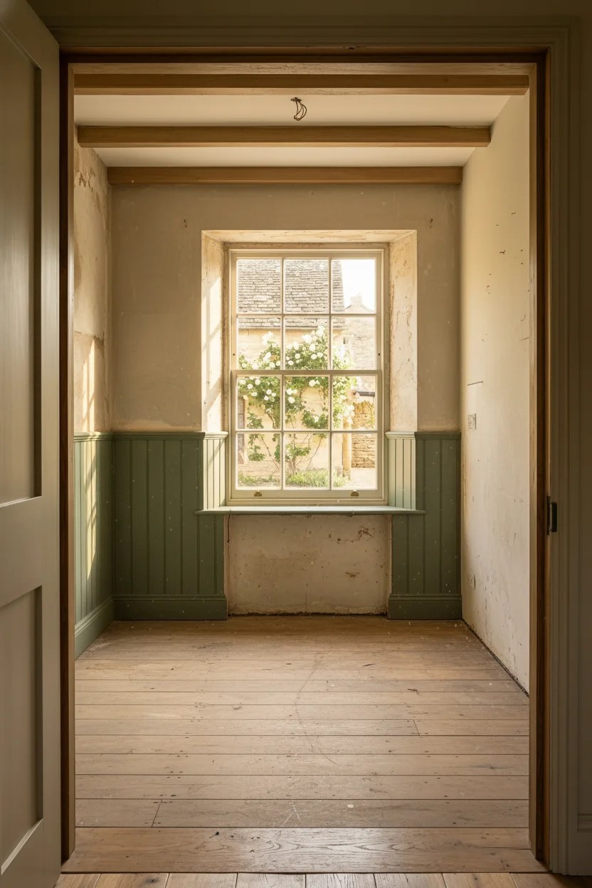 English Country Bathroom william morris wallpaper bathroom design scene empty room