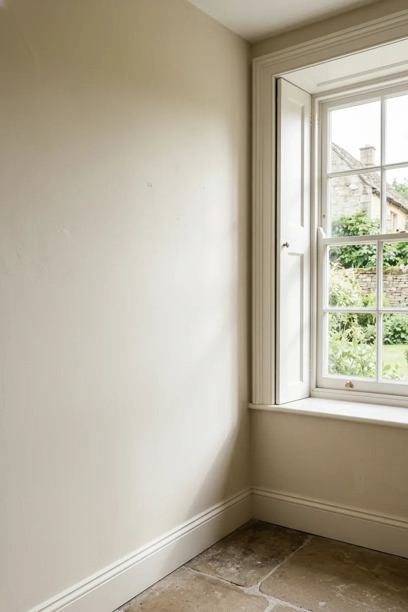 English Country Bathroom unlacquered brass bathroom design scene empty room