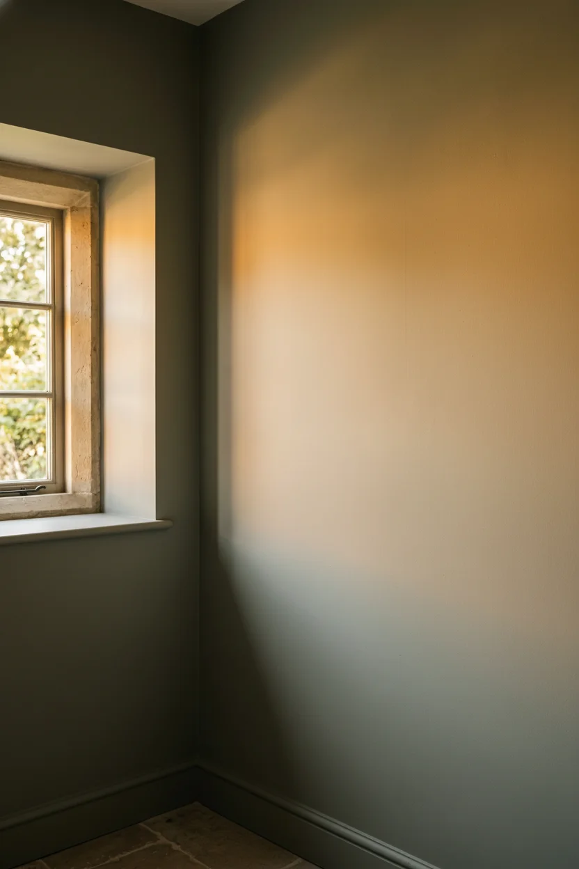 English Country Bathroom unlacquered brass bathroom design scene empty room