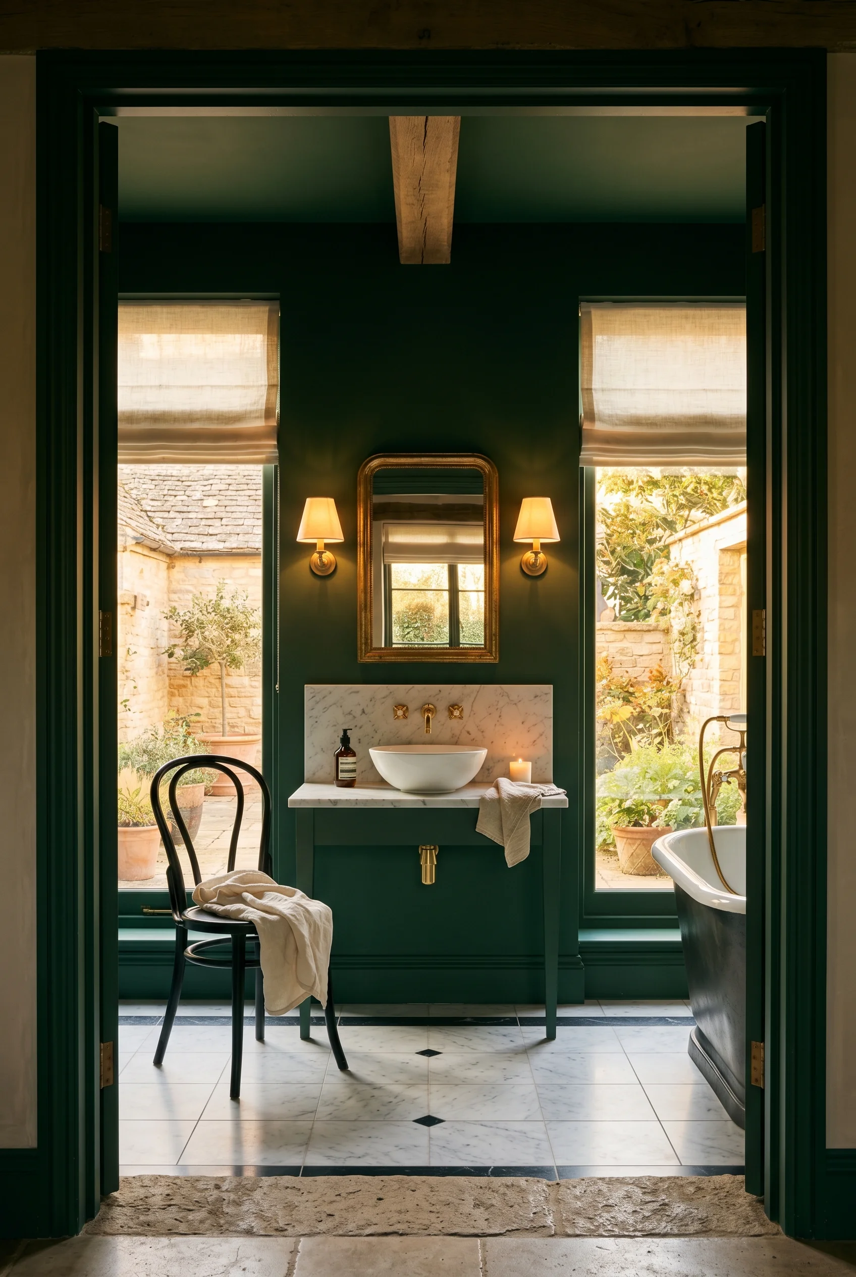 English Country Bathroom color drenching bathroom design scene