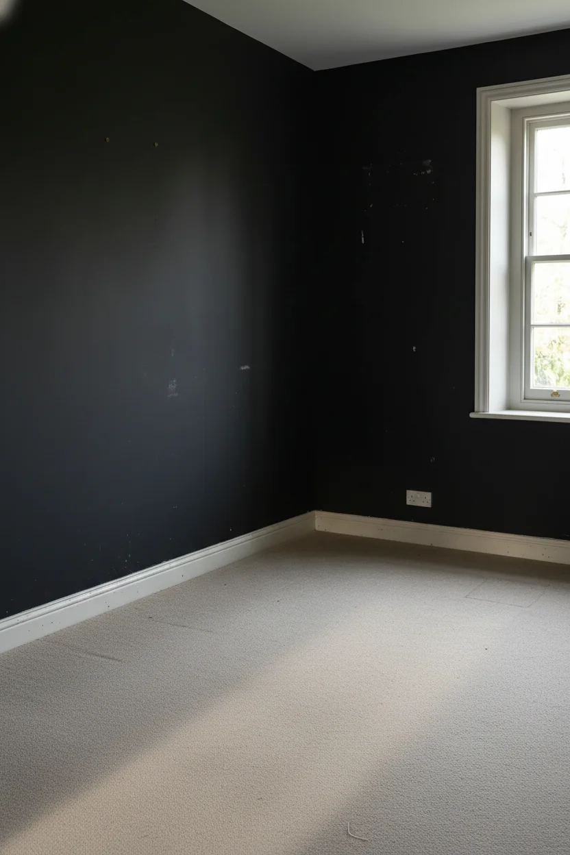 English Country Bedroom featuring Victorian mahogany sleigh bed with Railings heritage walls and antique chest empty room