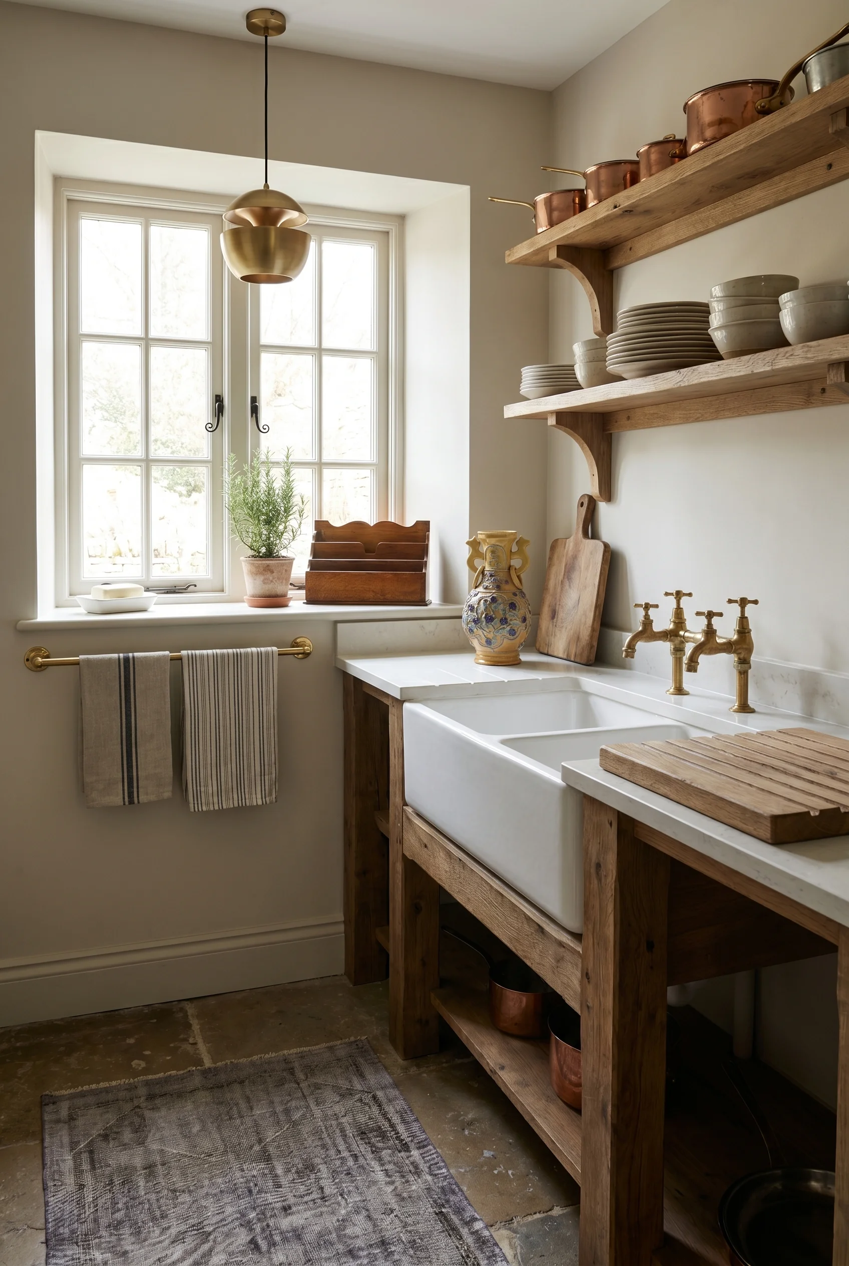 English Country Kitchen butler sink soapstone worktop design scene