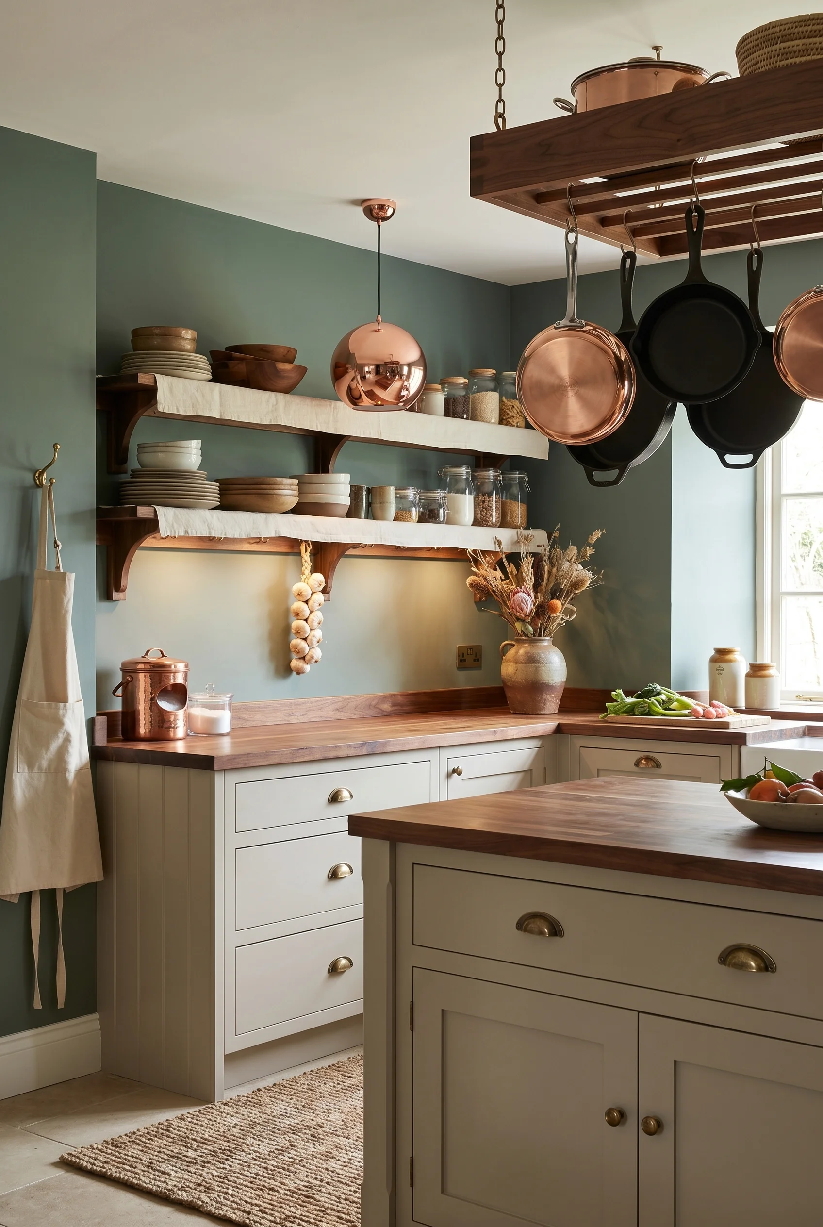 English Country Kitchen butler sink soapstone worktop design scene