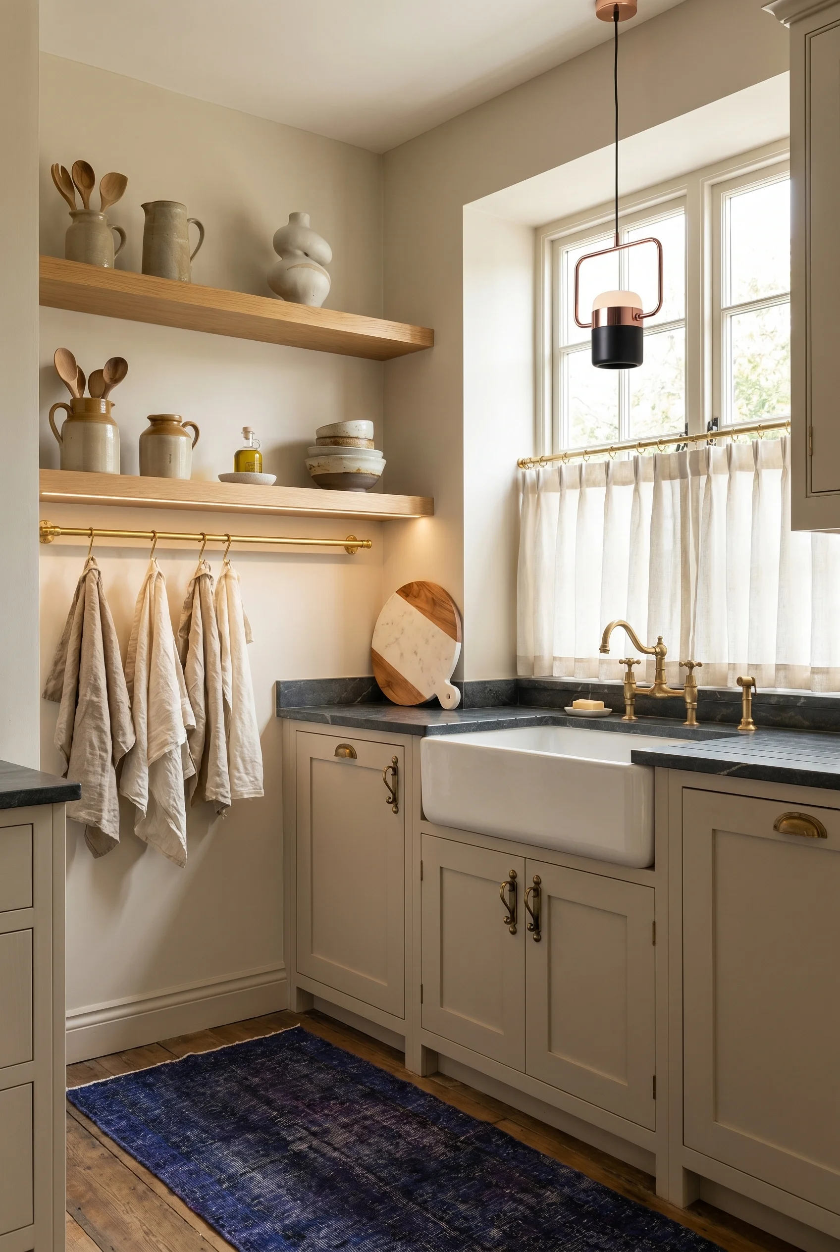 English Country Kitchen butler sink soapstone worktop design scene