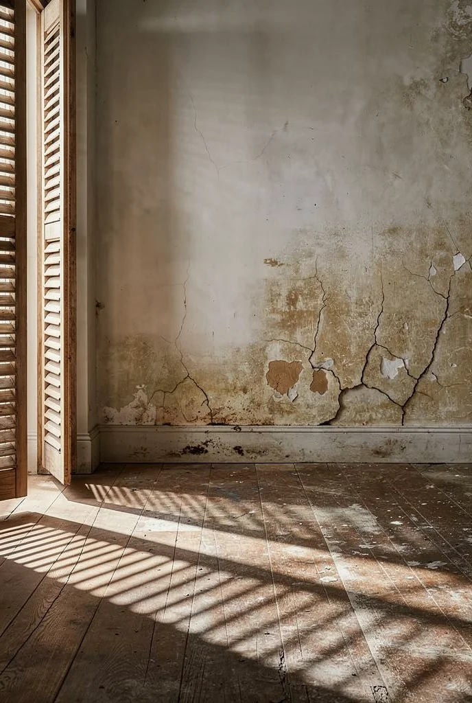 French Country Bedrooms featuring driftwood panel bed with striped linen pillowcase empty room