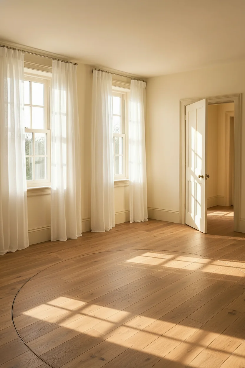 French Country Bedrooms featuring ivory sleigh bed with toile pillow and mustard throw empty room