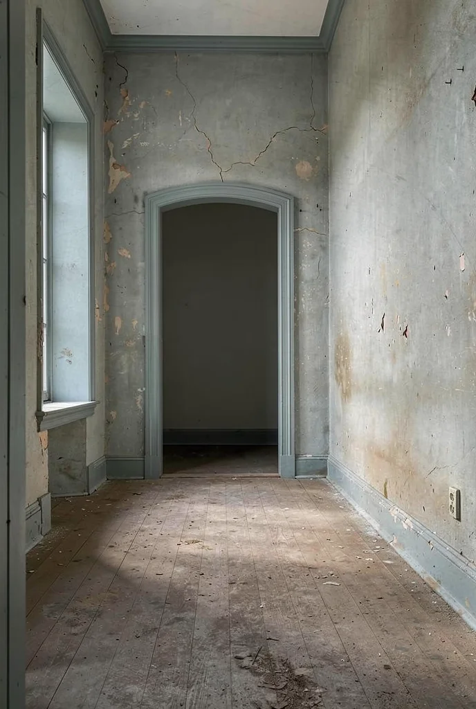 French Country Bedrooms featuring ivory upholstered bed with lancet mirror and botanical wall arrangement empty room