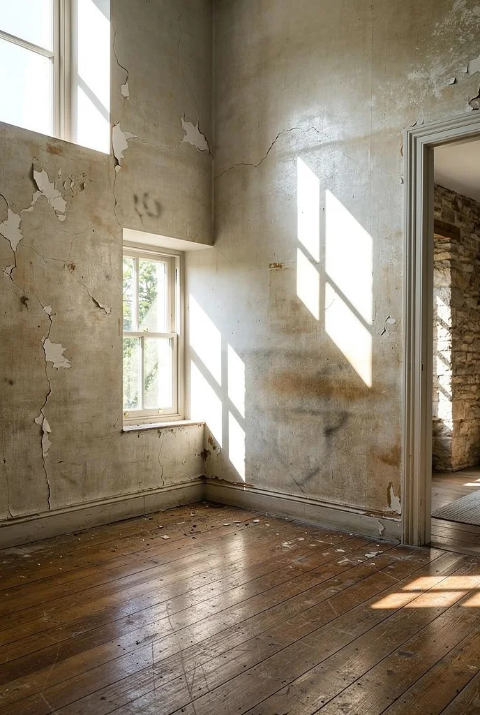 French Country Bedrooms featuring dark Georgian chest beside ivory modern nightstand with aged gold pillow empty room