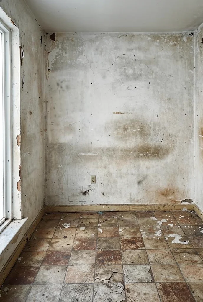 Mid Century Modern Bathroom featuring walnut single sink vanity with ceramic basin with bronze patina brass round wall mirror empty room