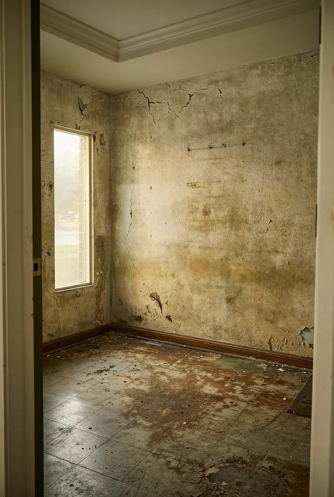 Mid Century Modern Bathroom featuring wall-mounted walnut bamboo bathroom cabinet with ceiling-suspended curved brass bathroom  empty room
