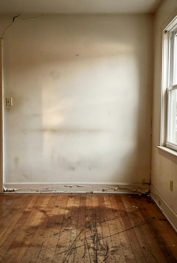 Mid Century Modern Bathroom featuring birch plywood MCM vanity desk with tapered legs with 3-light brass Brontes mid century vanity empty room