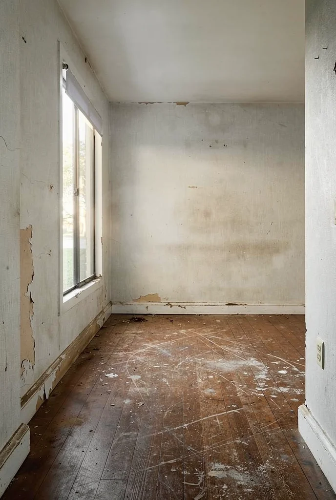 Mid Century Modern Bathroom featuring vintage brass Apollo LED wall sconce with horizontal grey walnut moment wall mirro empty room