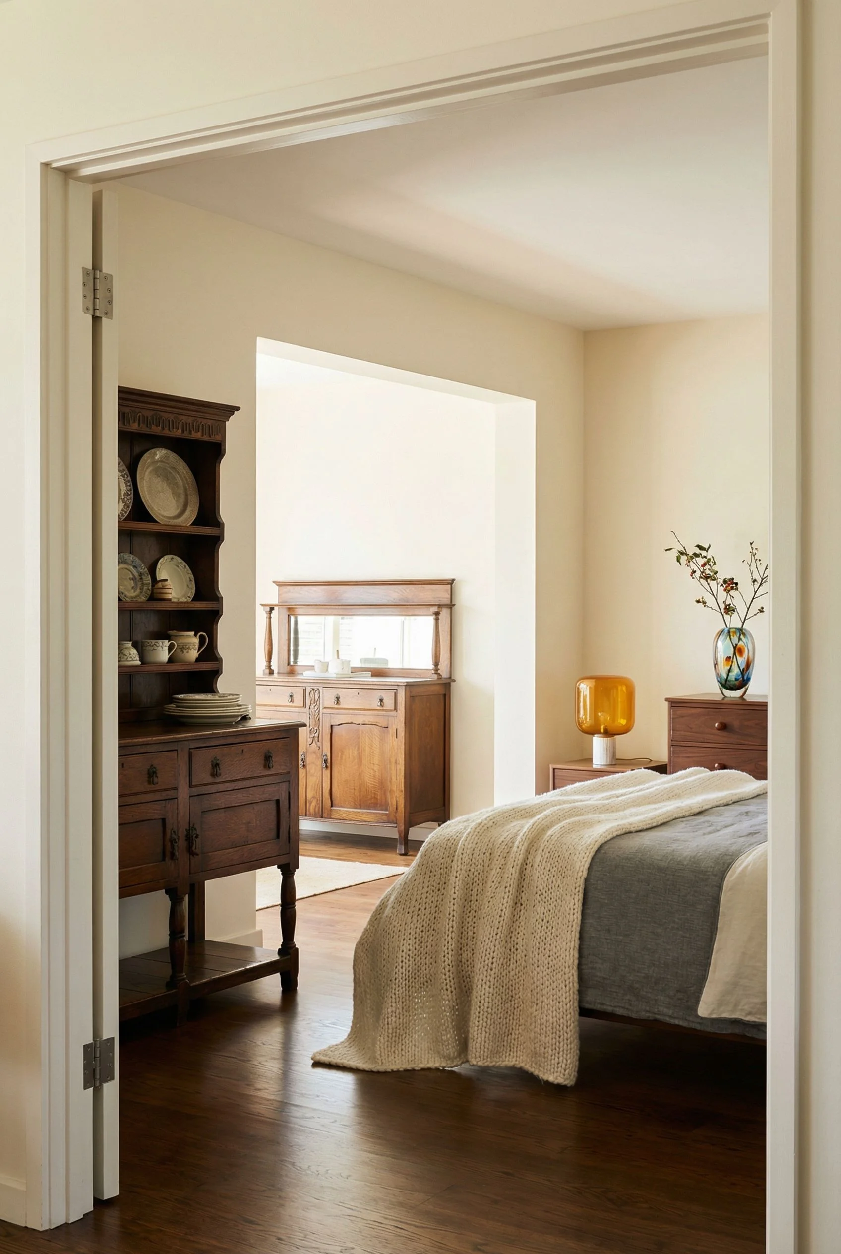Mid Century Modern Bedroom dark wood bedroom featuring Antique George Iii Outstanding Quality Oak Welsh Dresser & O