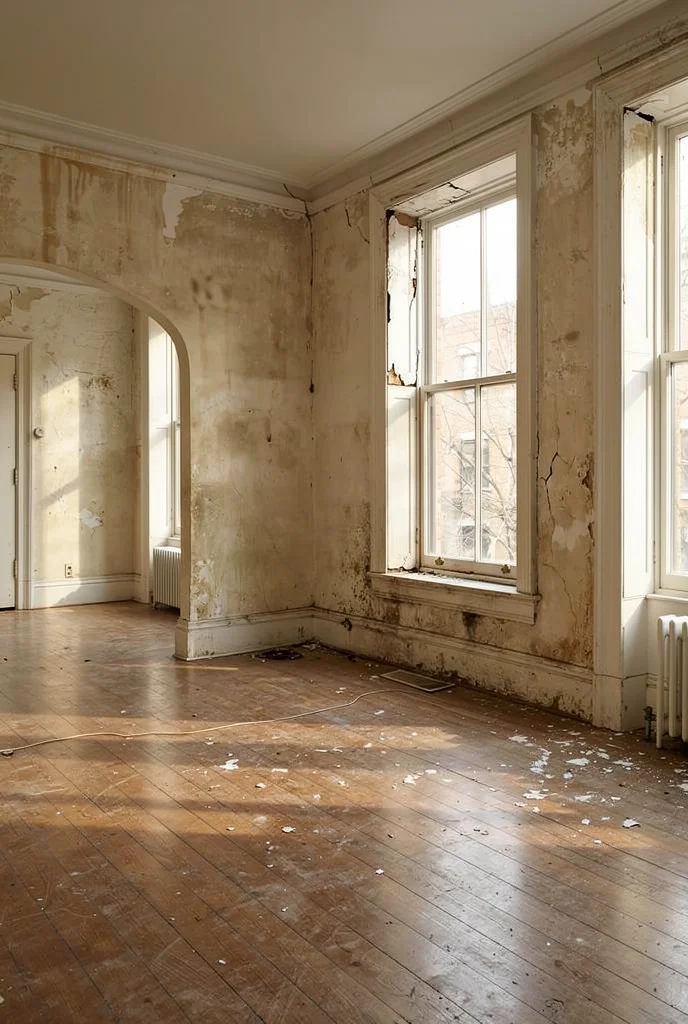 Mid Century Modern Living Room featuring Danish Teak Vintage Inspired Model 55 Sofa with Chandra Bense 3010 Patterned Wool Area Rug empty room