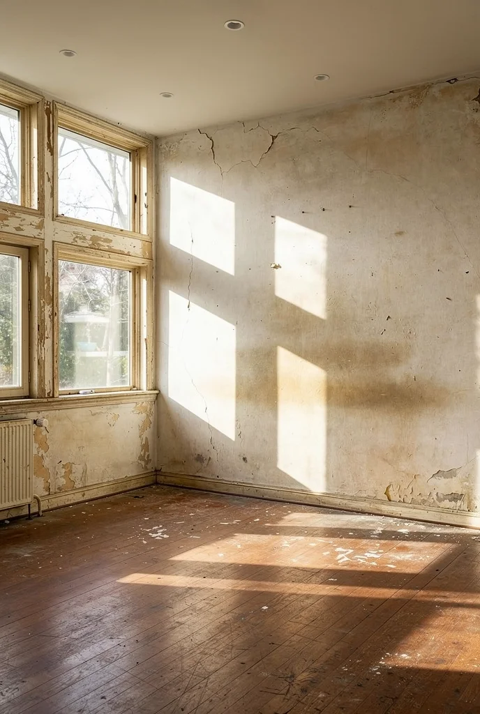Mid century modern kitchen featuring sunny yellow walls with two-tone walnut and white cabinetry empty room
