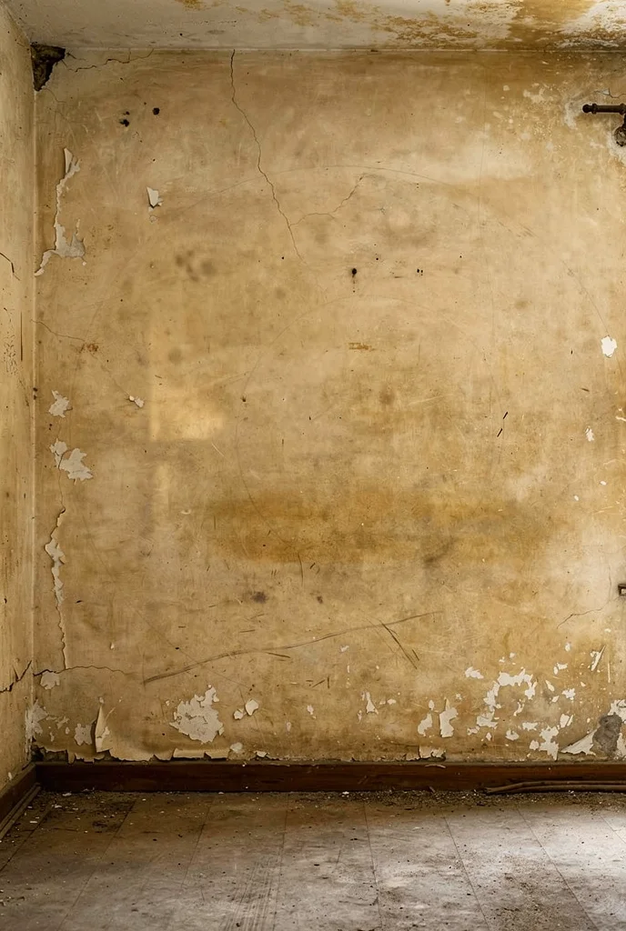 Mid century modern kitchen featuring warm cream walls with black sculptural vases and walnut cabinets empty room