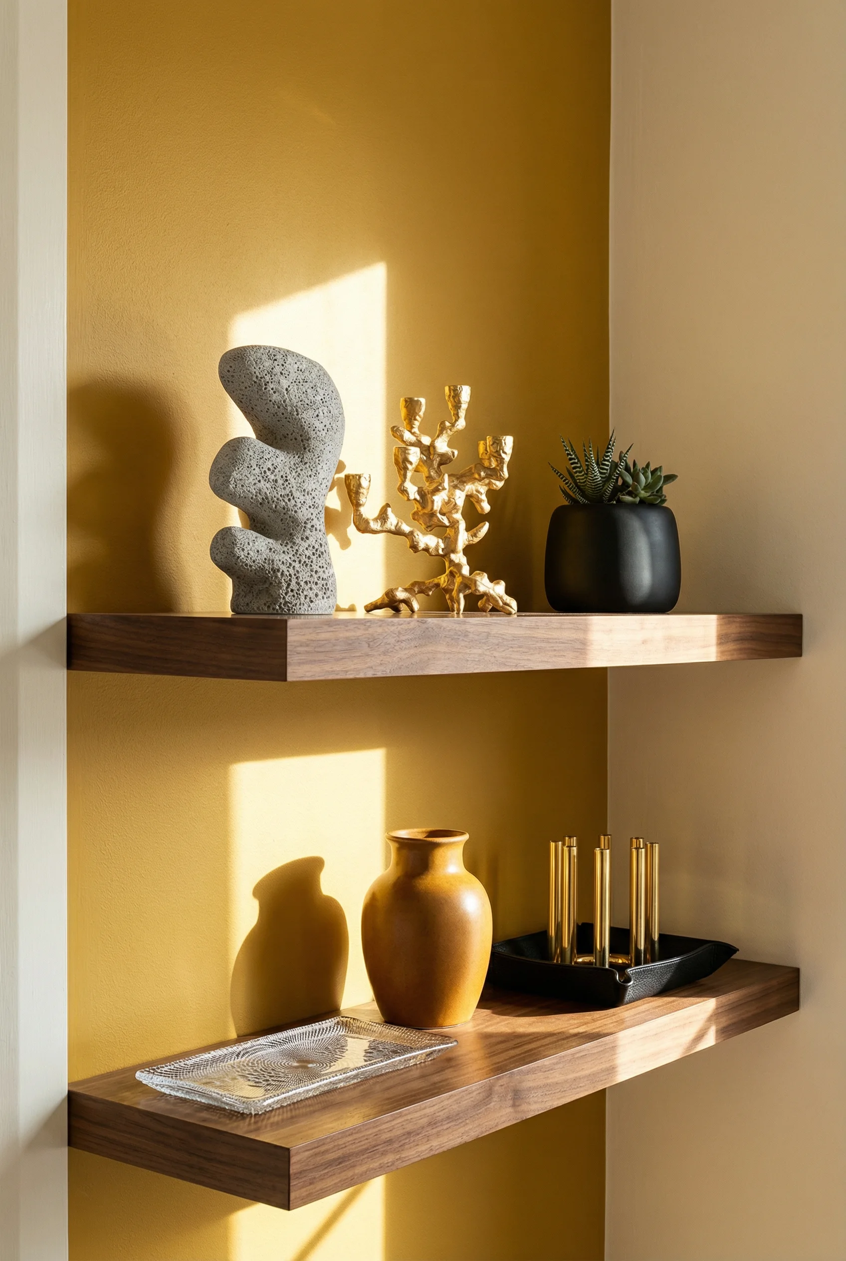 Mid century modern kitchen featuring ferm living yara vase grey small with polspotten apple tree candle holder gold