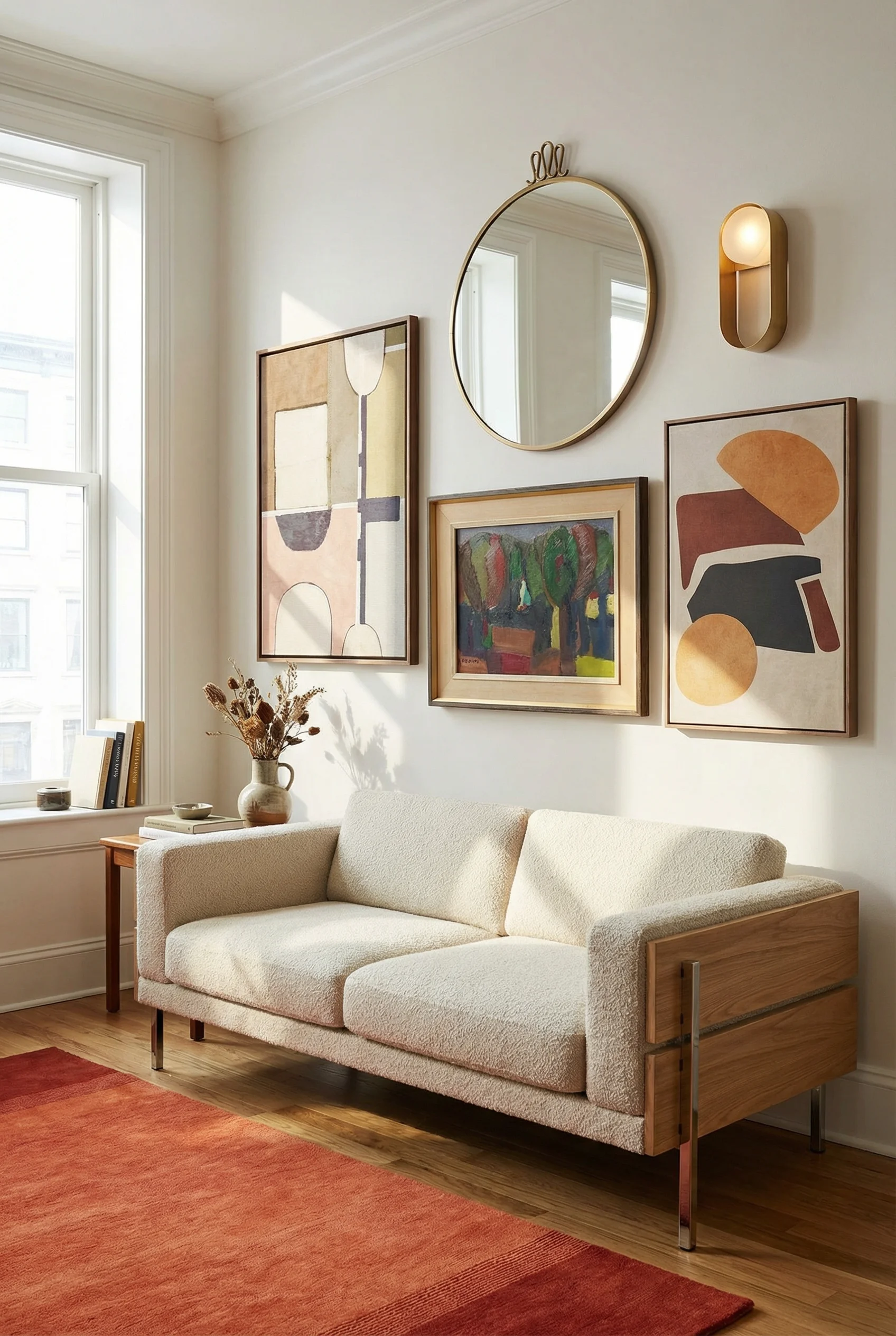 Mid Century Modern Living Room featuring Case Furniture Forum 2-Seat Sofa with Chandra Metro Patterned Wool Area Rug