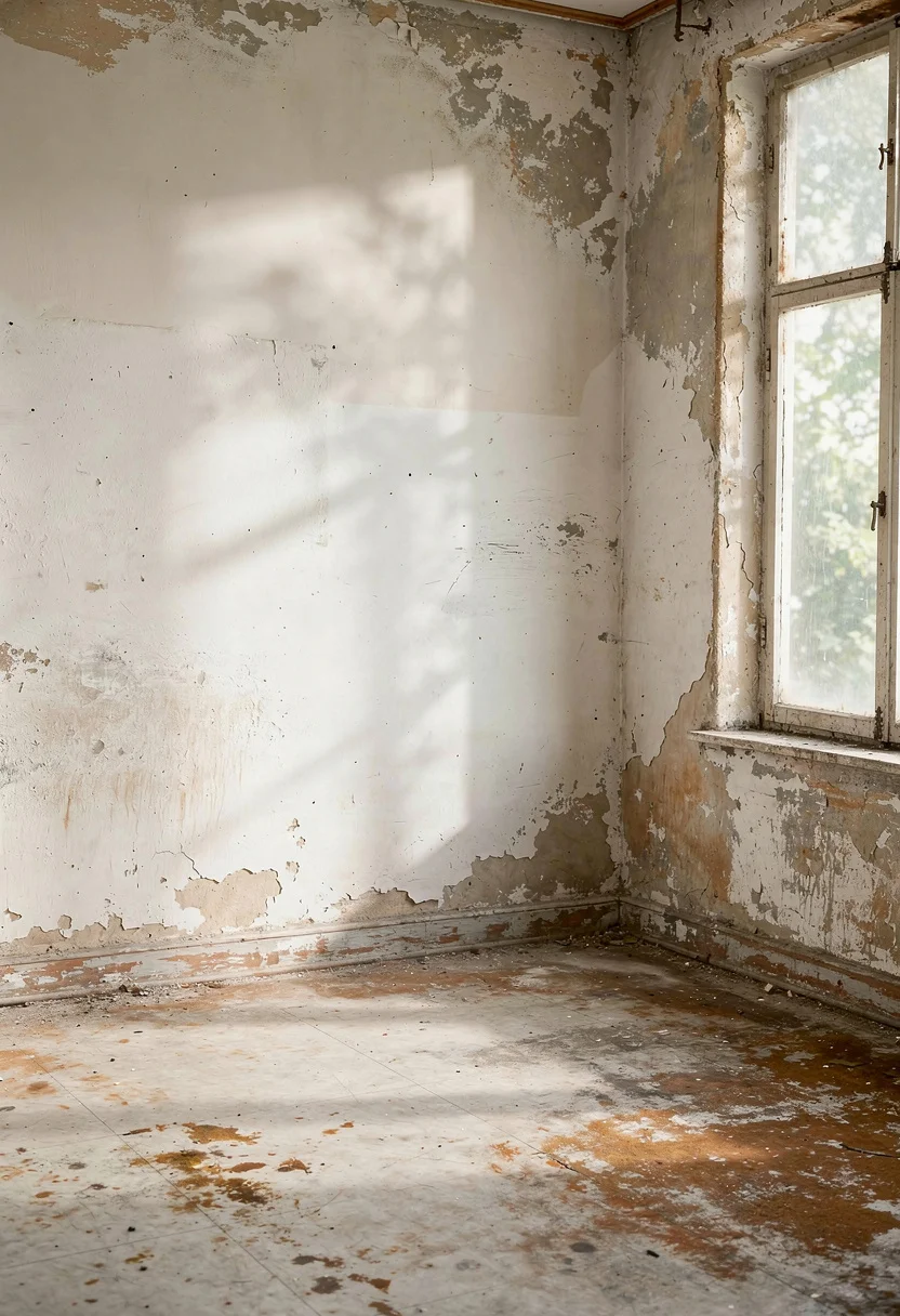 Neutral modern bedroom featuring grey birch upholstered bed with ivory stoneware planter and biophilic greenery empty room