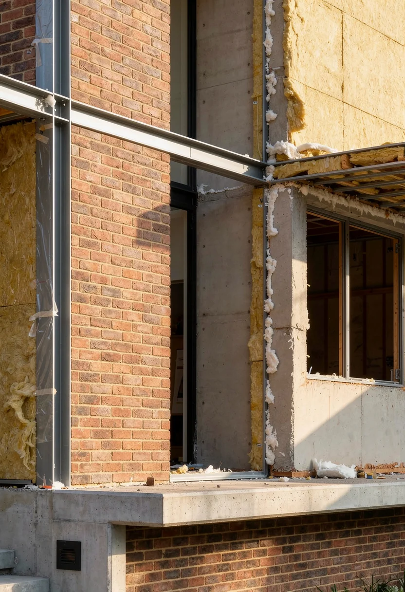 Modern exterior house colors with brick featuring black LED wall sconce with black pedestal planter empty room