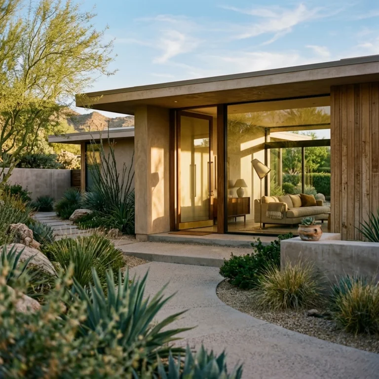 Modern Exterior design featuring quiet sophistication with organic warmth