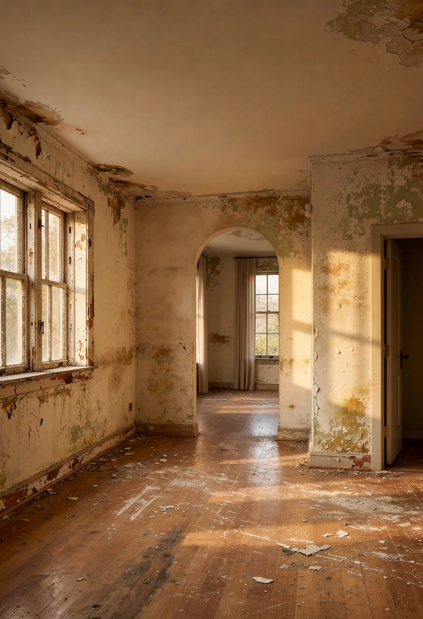 Modern kitchen featuring green handblown glass pendant with amber table lamp and walnut island empty room