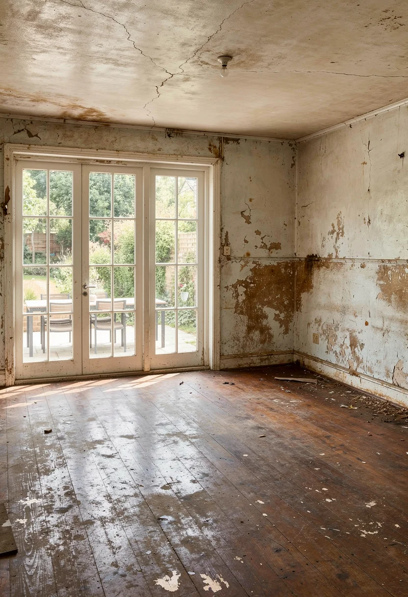 Modern kitchen featuring smoky Venetian glass table lamp on waterfall island with sage green cabinets empty room