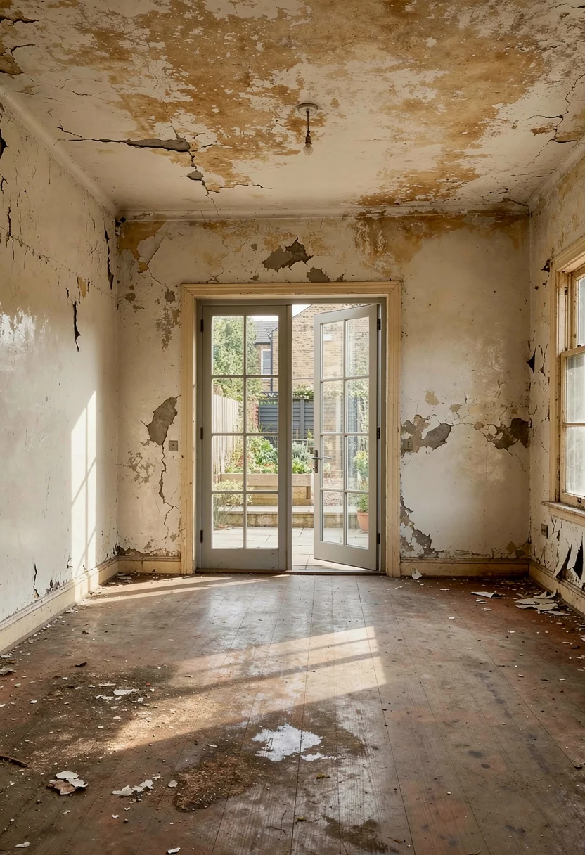Modern kitchen walnut cabinets featuring cherry upper cabinetry with wire-brushed ash island and paper moon pendant empty room