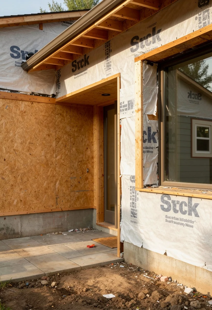 Mid century modern house exterior featuring cedar cladding with bronze reveal wall light and ceramic vase empty room